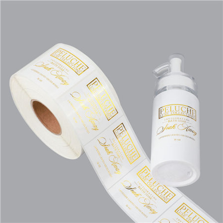 Roll Waterproof Adhesive Gold Foil Hot Stamping Skincare Bottle Label Printing BOPP PET Plastic Vinyl Bottle Seal Sticker