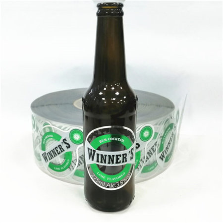High Quality Print Self Adhesive Beer Champagne Bottle Customized Silver Vinyl Packaging Sticker label