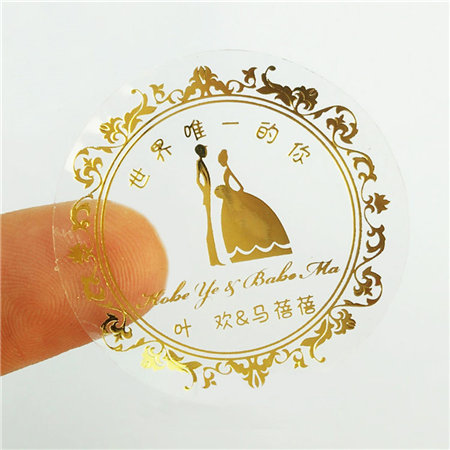 Custom printed Adhesive Transparent Label bottle gold foil Logo clear Boop Sticker