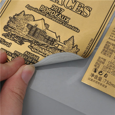 Bulk Custom Peelable adhesive beverage packing paper gold foil stamping label embossed sticker